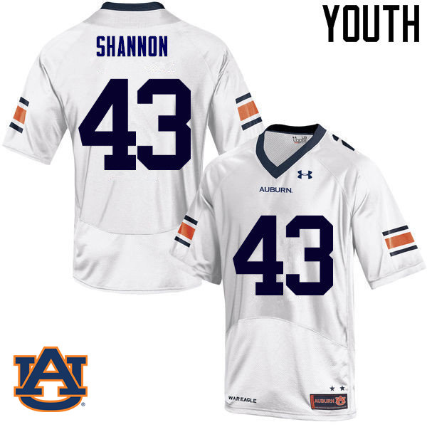 Youth Auburn Tigers #43 Ian Shannon College Football Jerseys Sale-White